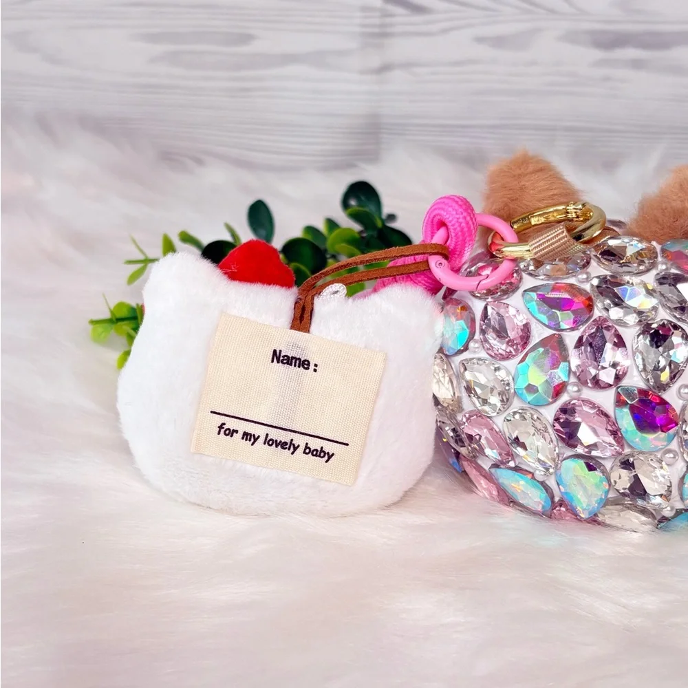 Sparkling Crystal Plush Monster Character Keychain/Bag Charm‎
